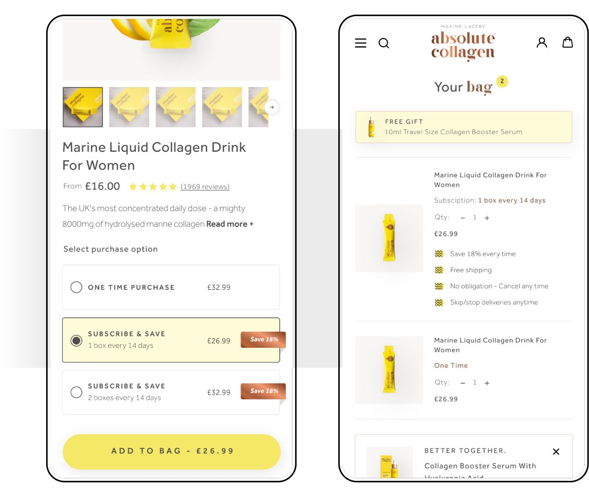 Absolute Collagen Shopify store mobile design