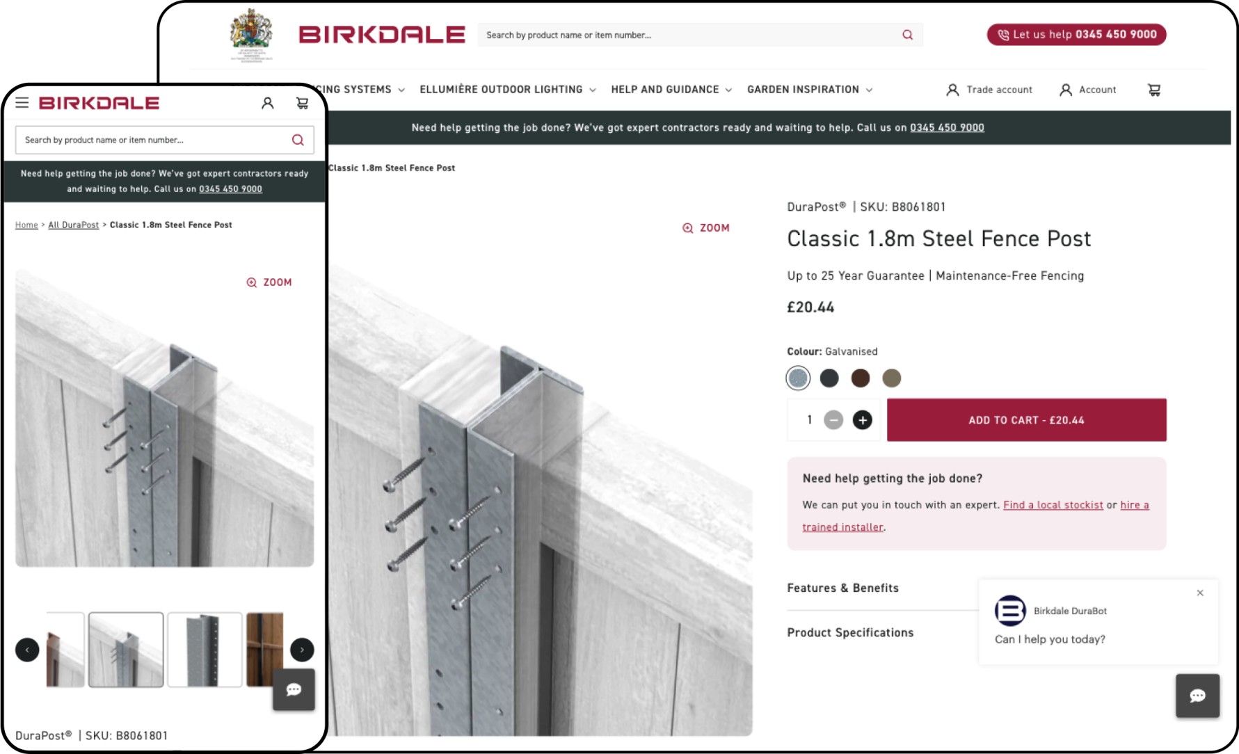 birkdale ecommerce product page