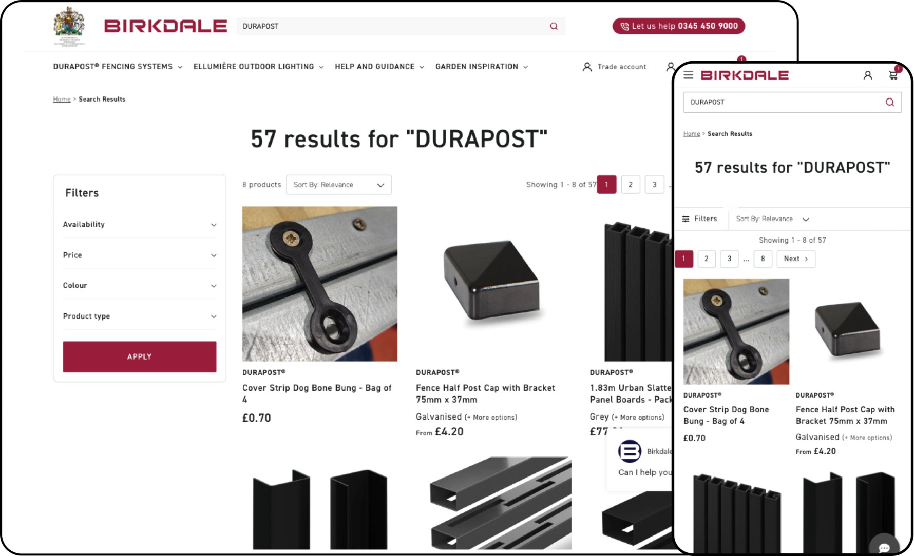 birkdale search functionality on shopify store