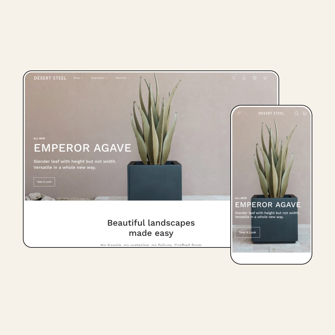 desert steel homepage on desktop and mobile