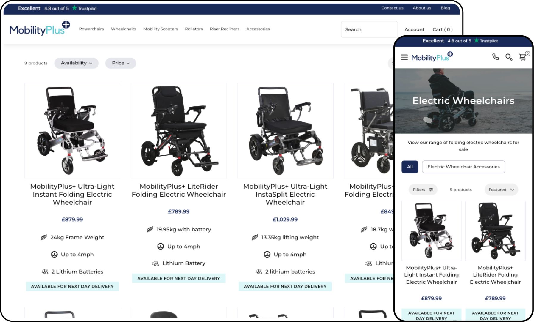 mobility plus wheelchair collection page