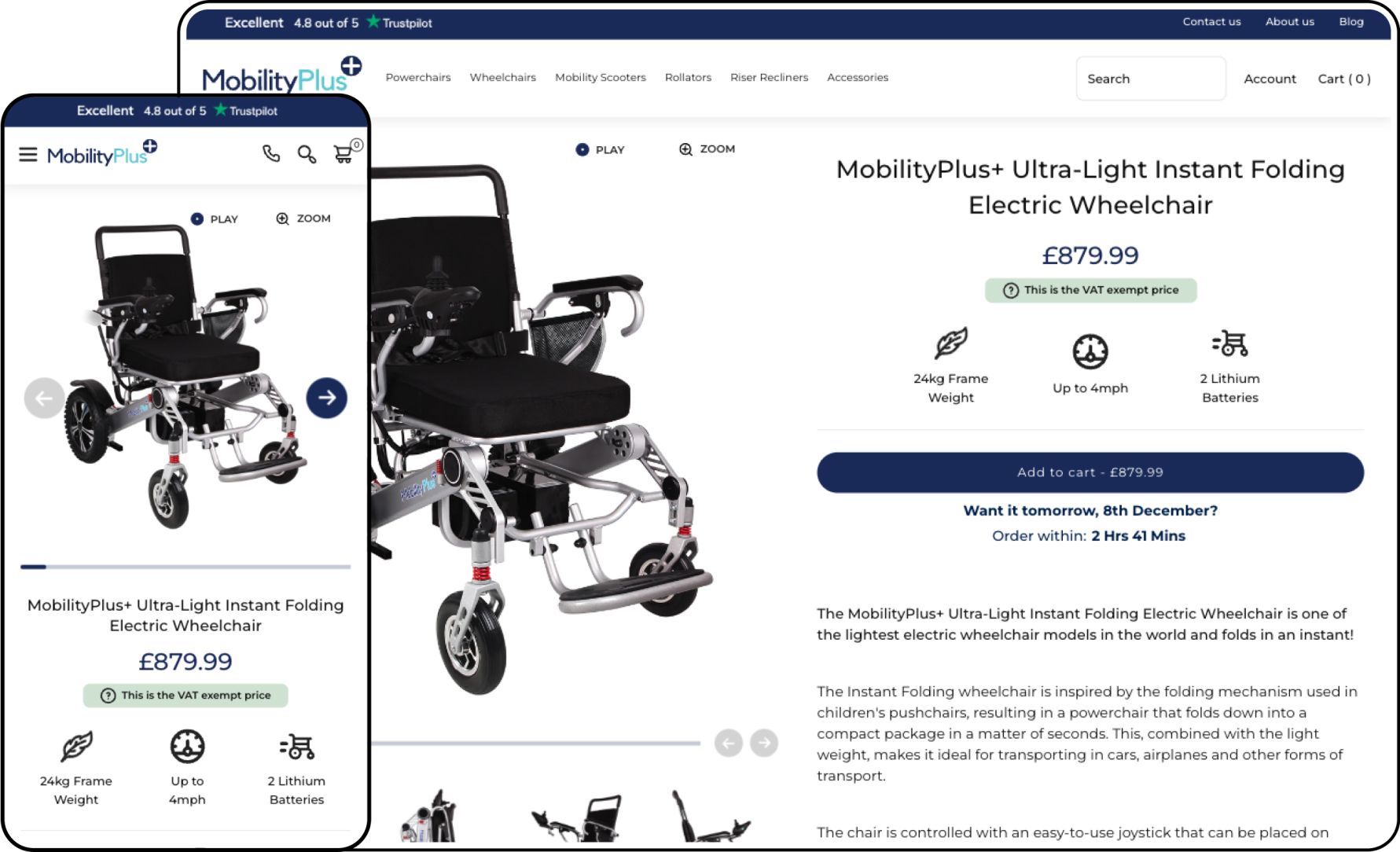 mobilityplus product page on shopify store