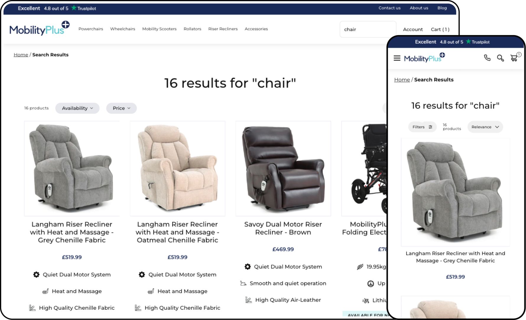 mobilityplus search functionality on website