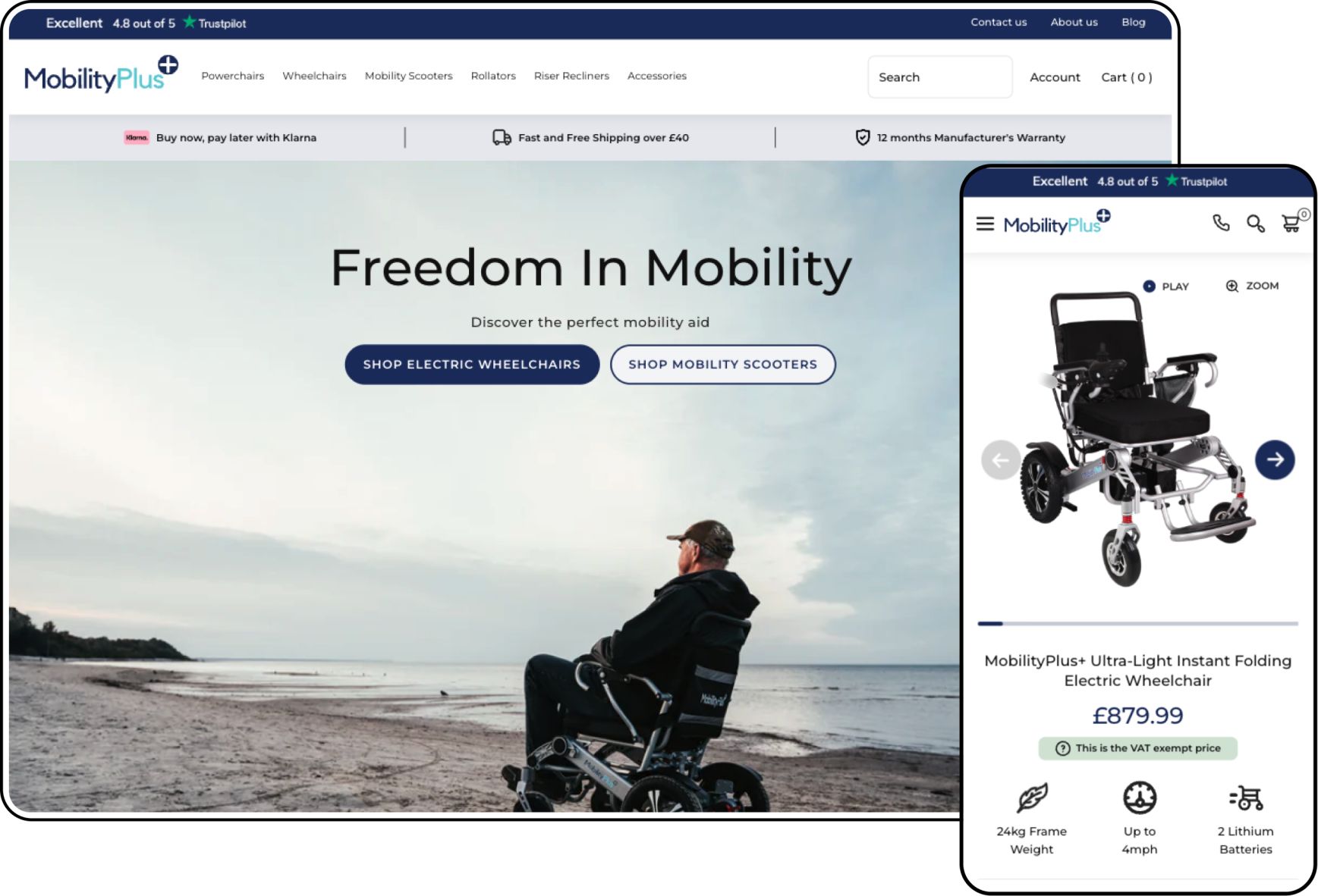 mobilityplus shopify website homepage