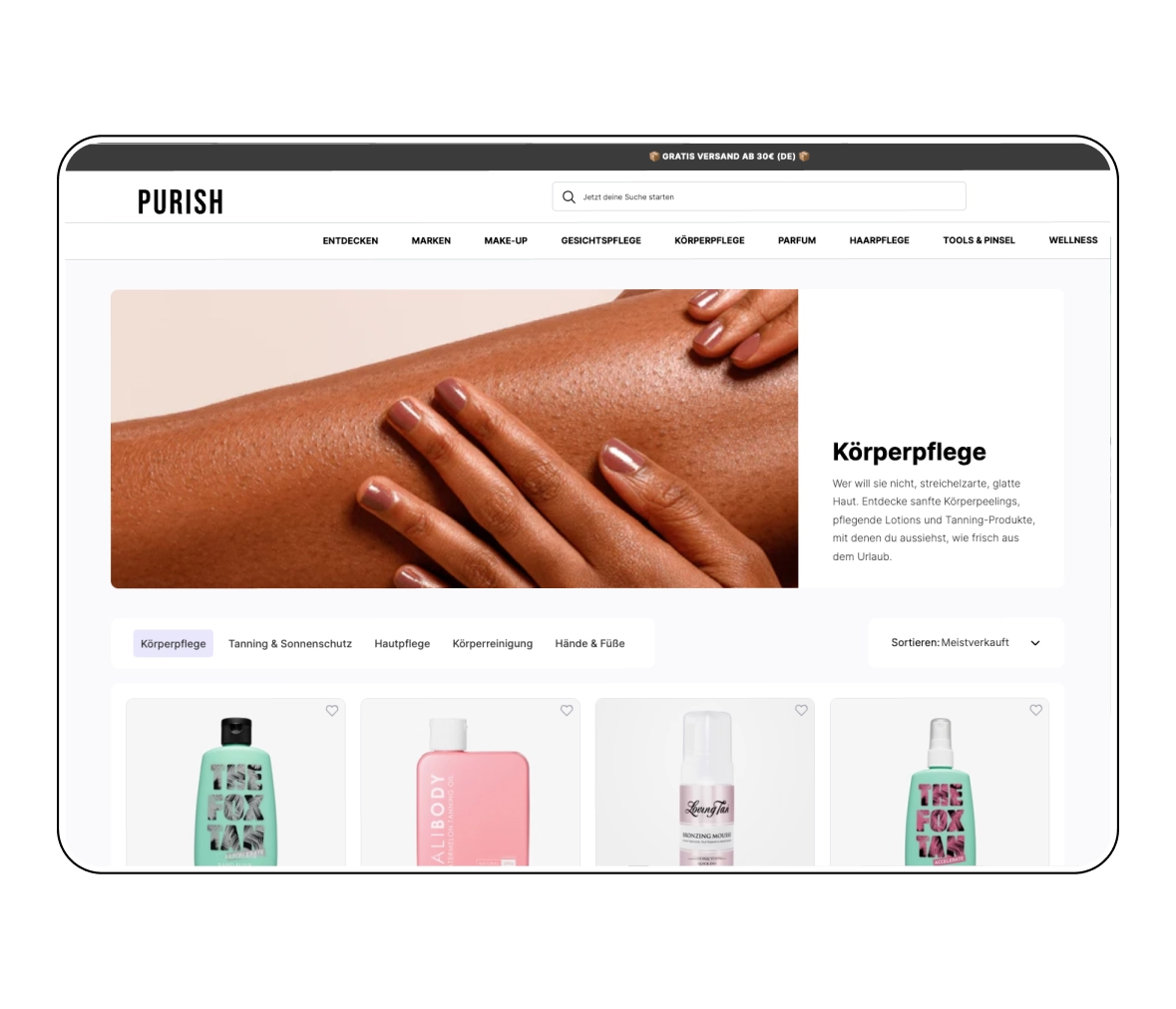 purish shopify site product page
