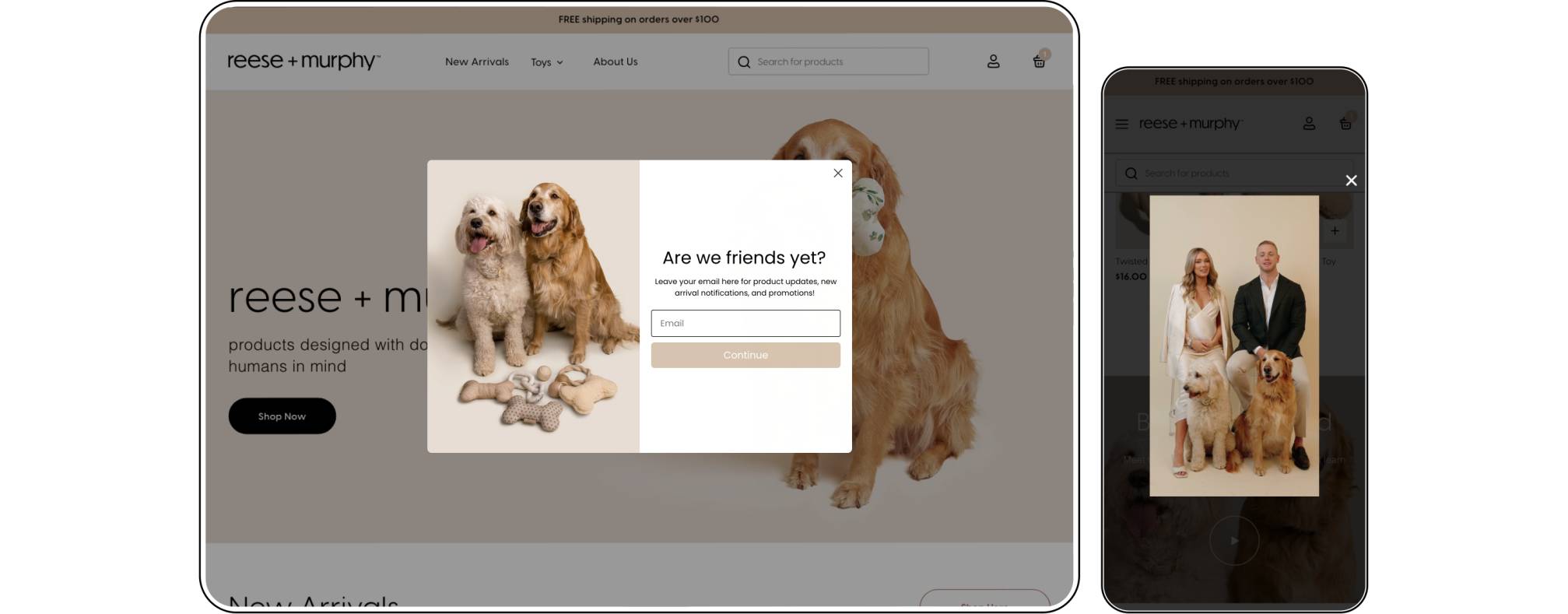 example of sales pop up and video on mobile phone for ecommerce