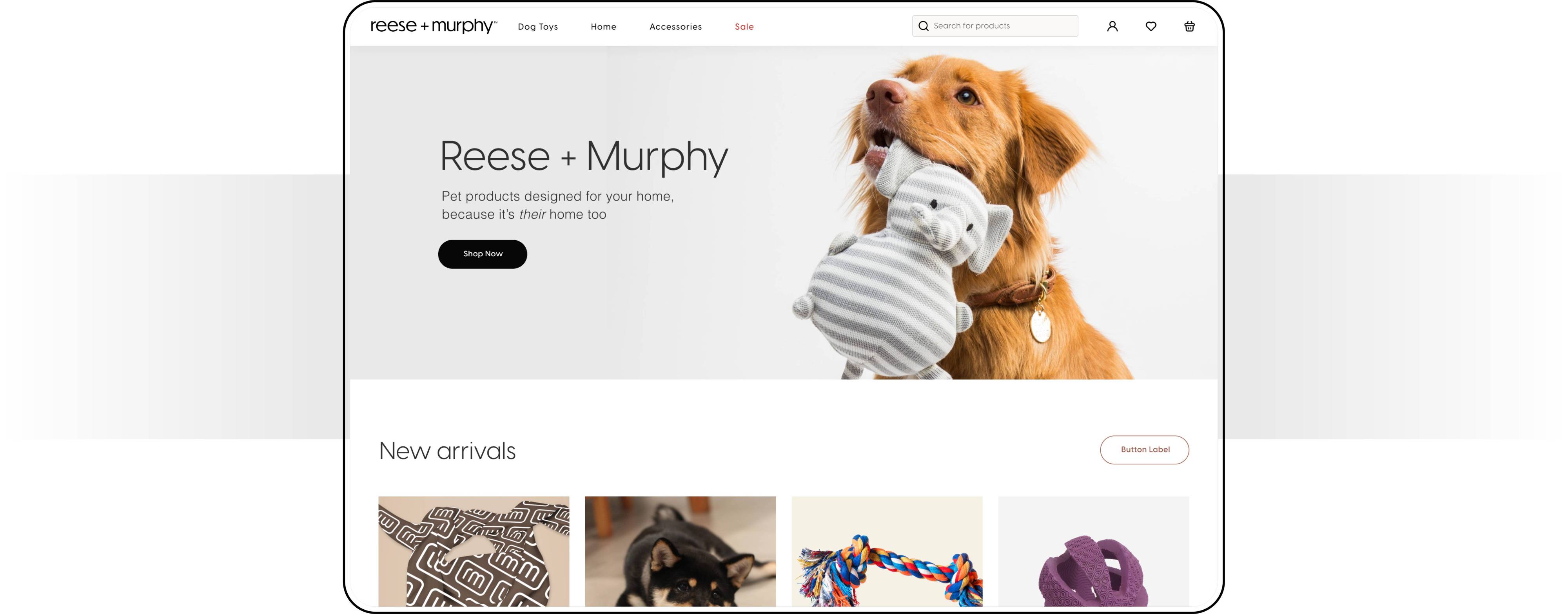 pet accessory store homepage