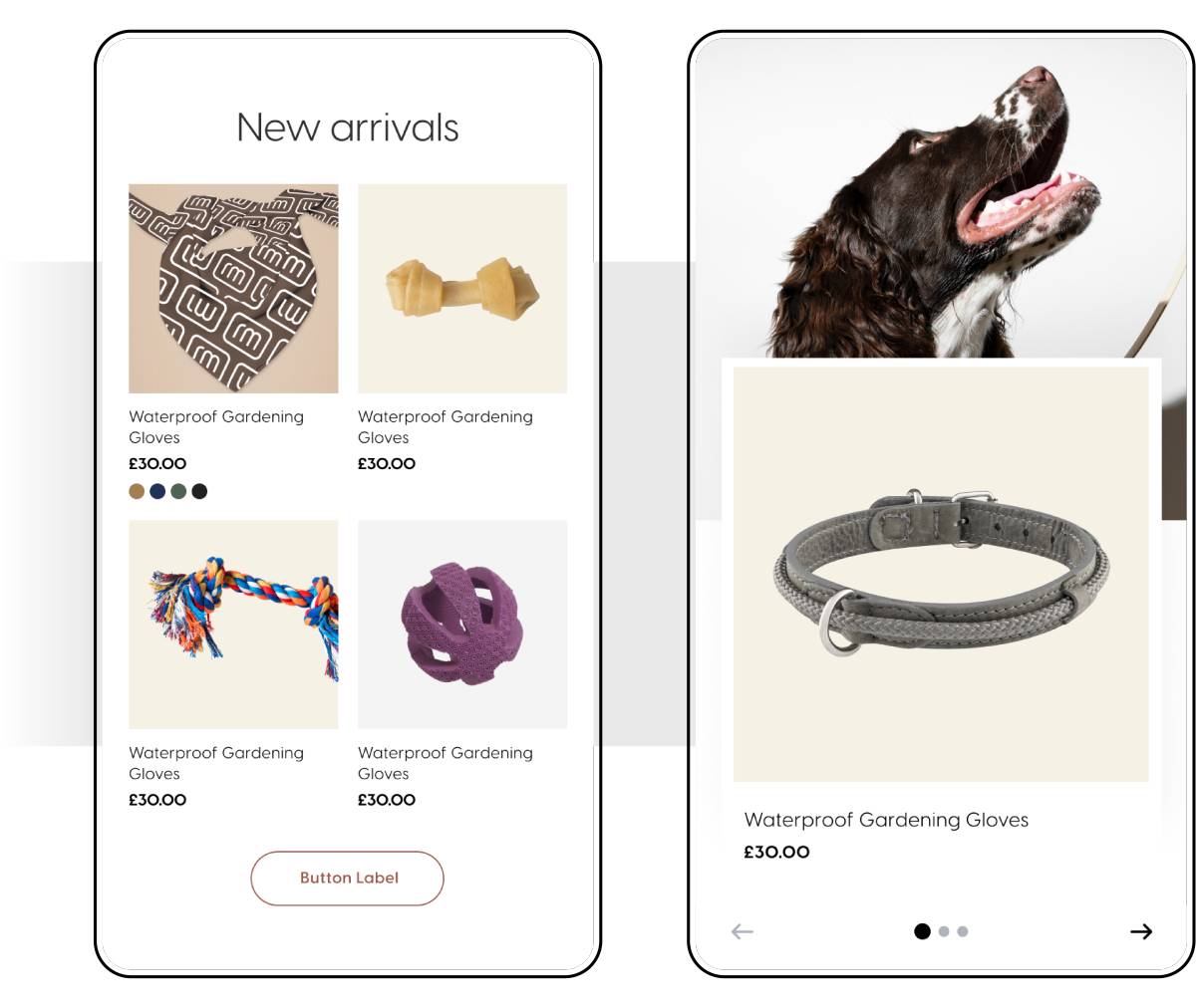pet store products on mobile phone
