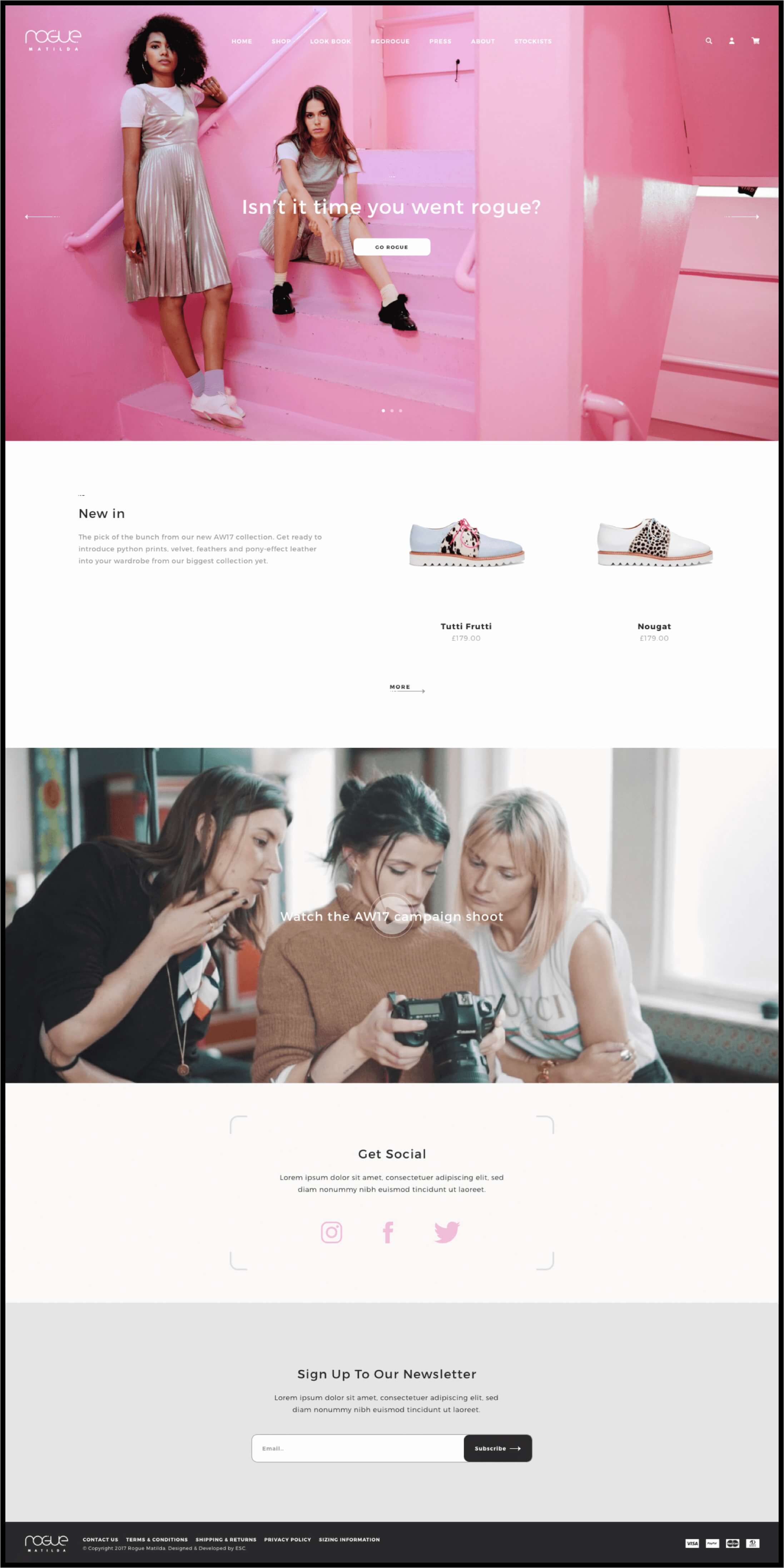 Rogue Matilda Shopify Home Page