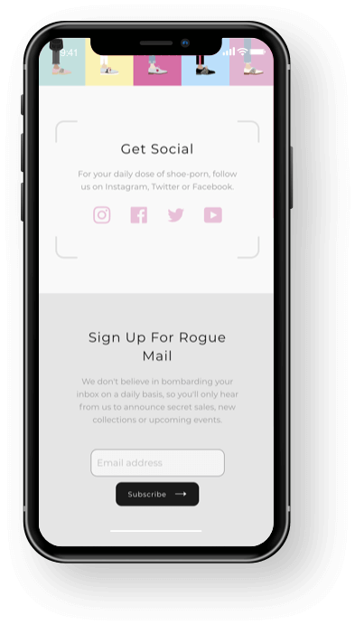 Rogue Matilda Social Email Sign Up