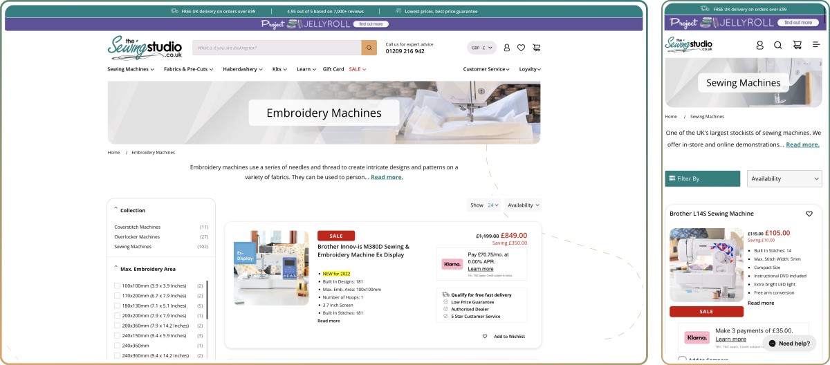 sewing studio shopify homepage