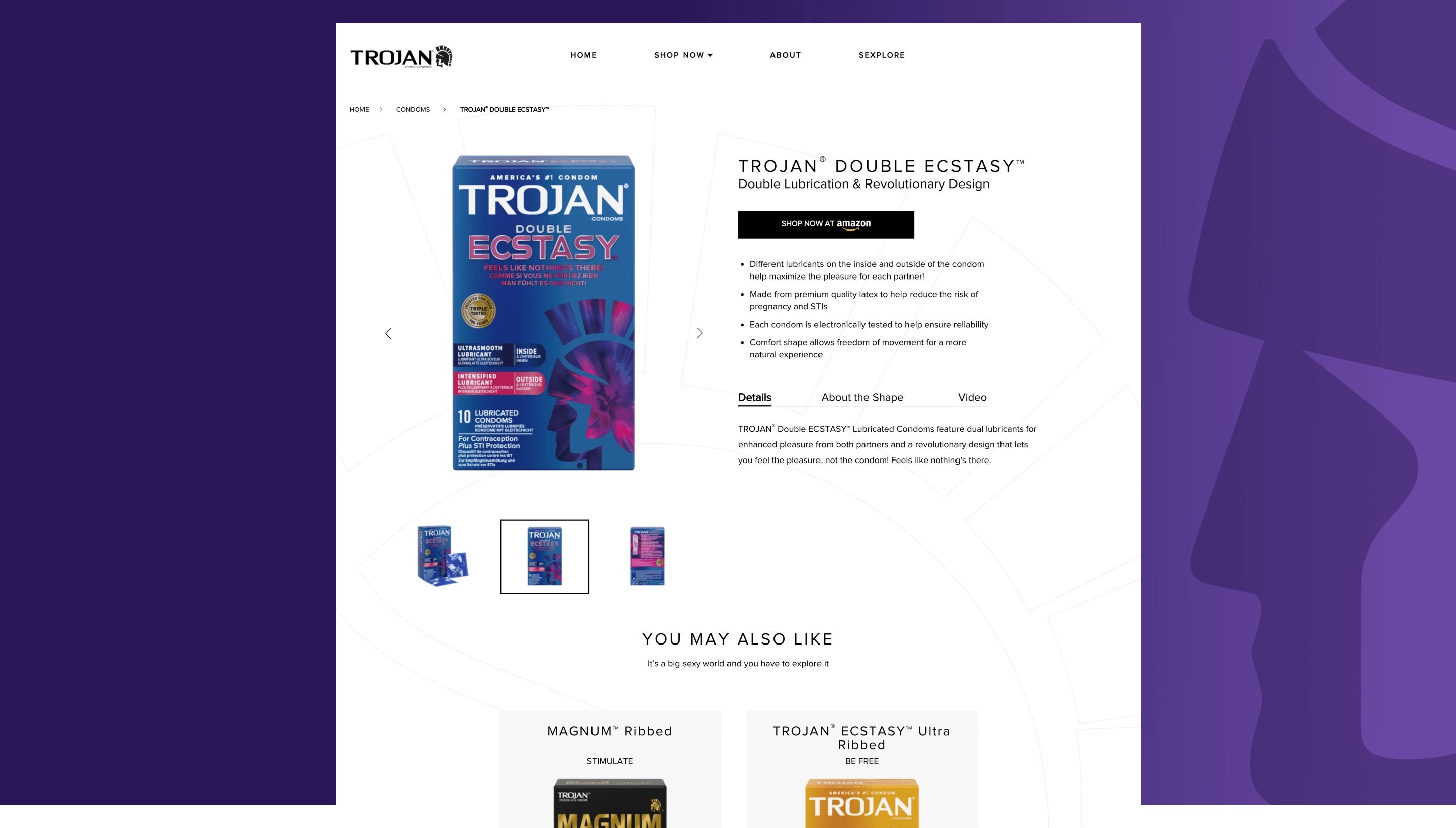 Trojan Condoms Product Page